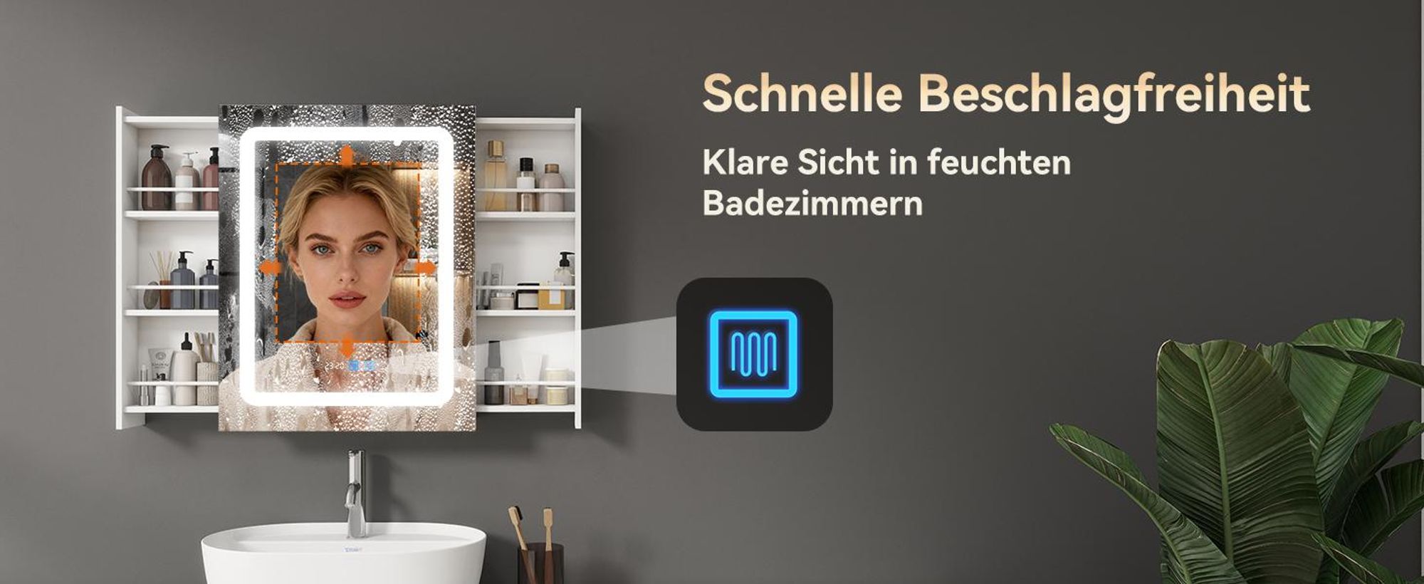 Puluomis Spiegelschrank Bad ausziehbar beschlagfrei mit 3 färbiger dimmbarer Beleuchtung, Badezimmerschrank mit Steckdose, USB-Anschluss weiß