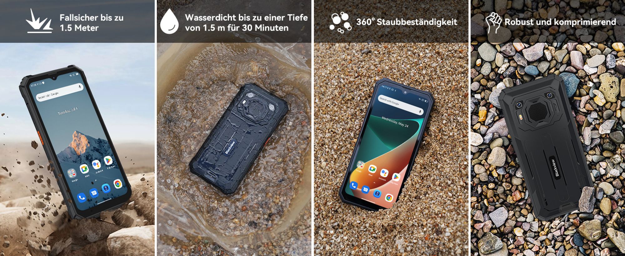 Blackview BV6200 Pro(12GB+128GB) Outdoor Handy Ohne Vertrag, 13000mAh Akku, Helio P35, Super loud 3W Speaker, Octa Core, 13MP+8MP, 18W Fast Charging