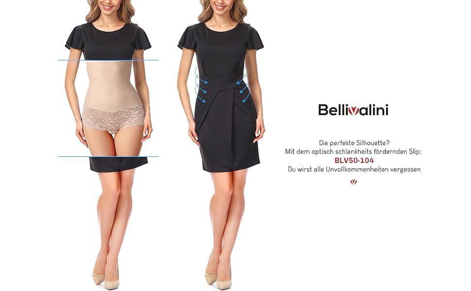 Bellivalini Damen Slip Miederslip figurformend Bauch Weg Effekt Shapewear BLV50-104 (Beige, L )