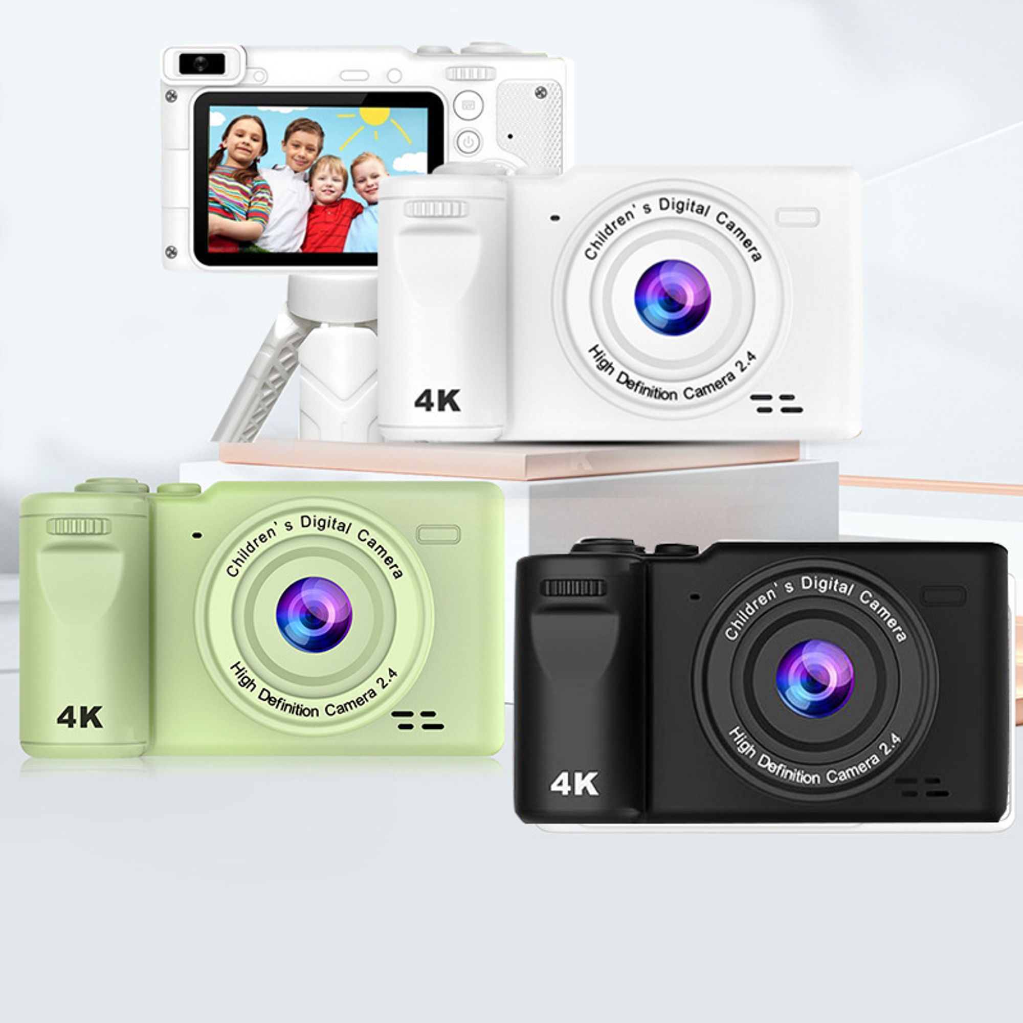 ZELURXX Mini Digitalkamera mit Ständer, Dual-Kamera, 1080P Video, 4.0X Zoom Beauty-Filter, Spielzeug für Kinder, Studenten, Grün