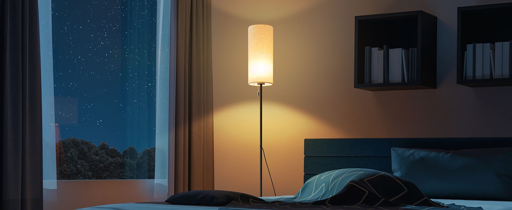 ZMH Stehleuchte Stoff Wohnzimmer Stehlampe LED Standleuchte Dimmbar 3 Farbtemperaturen Vintage Beige Lampenschirm Standlampe mit Seilzugschalter Retro