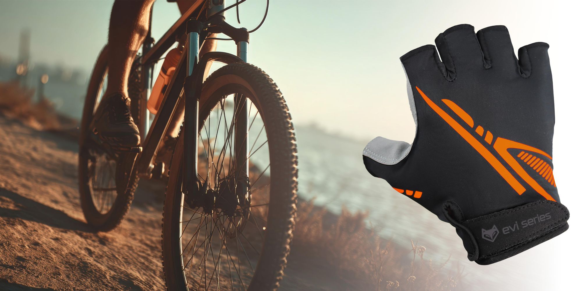 Herren Fahrradhandschuhe L/XL fingerlos mit Gel-Polsterung, Kurzfinger Radhandschuhe atmungsaktiv, MTB & Fitness Handschuhe, EVI BIKE Comfort