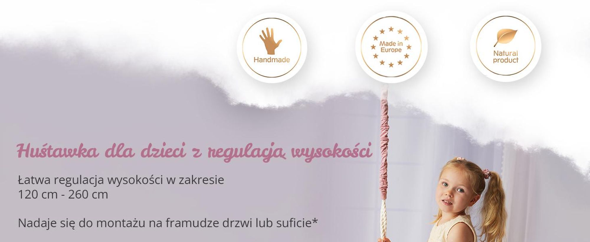 Create for you® - Huśtawka Ring dla Dzieci Domowa, z Liną Bawełnianą, Bujak Okrągły Dziecięcy Indoor, Miękkie Siedzisko, Średnica 36 cm - Beż