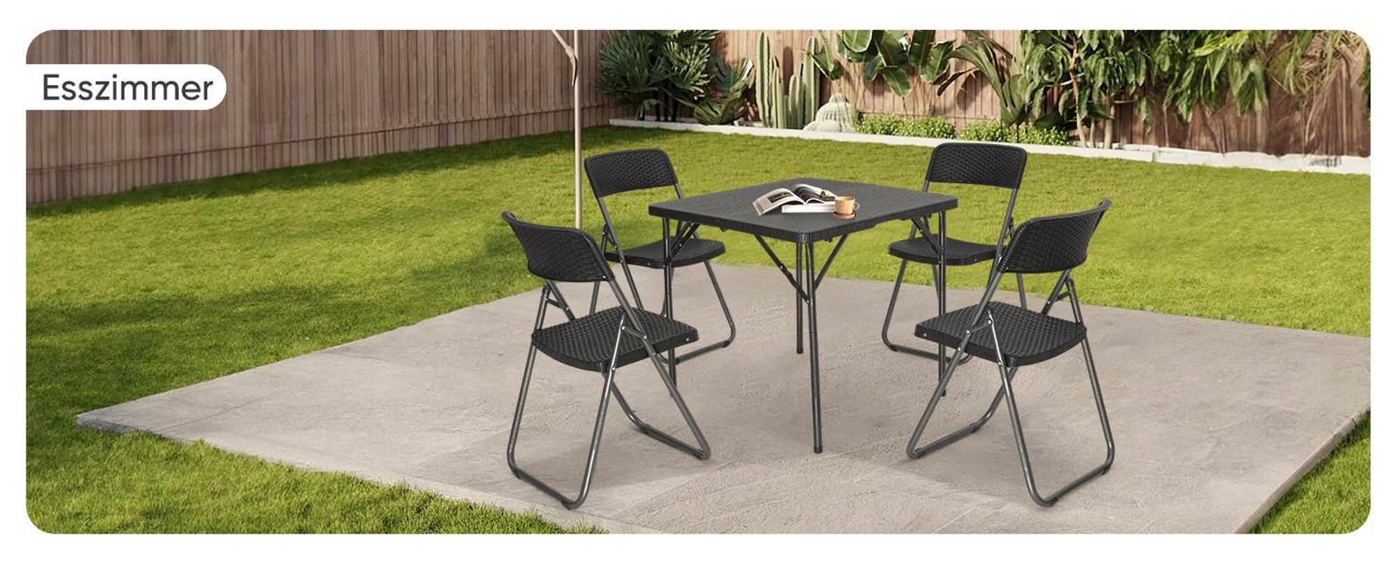 Sekey Klappbar Garten Sitzgruppe Bistro Gartentisch Set 4 Stühle mit Tisch, 80cm