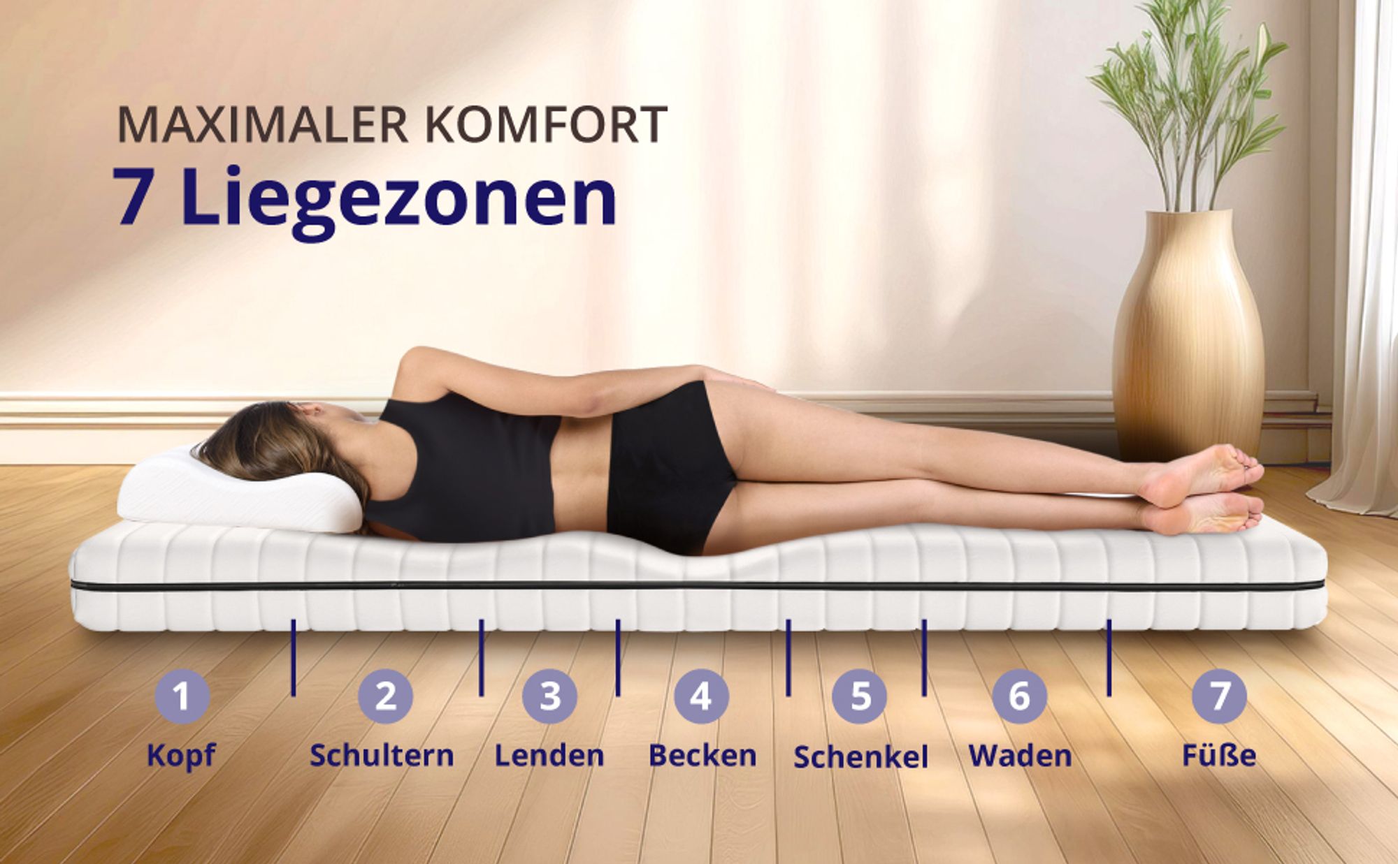 ergonomische Matratze 140x200 H2 / H3 - 7-Zonen hochwertige Qualität - 13cm