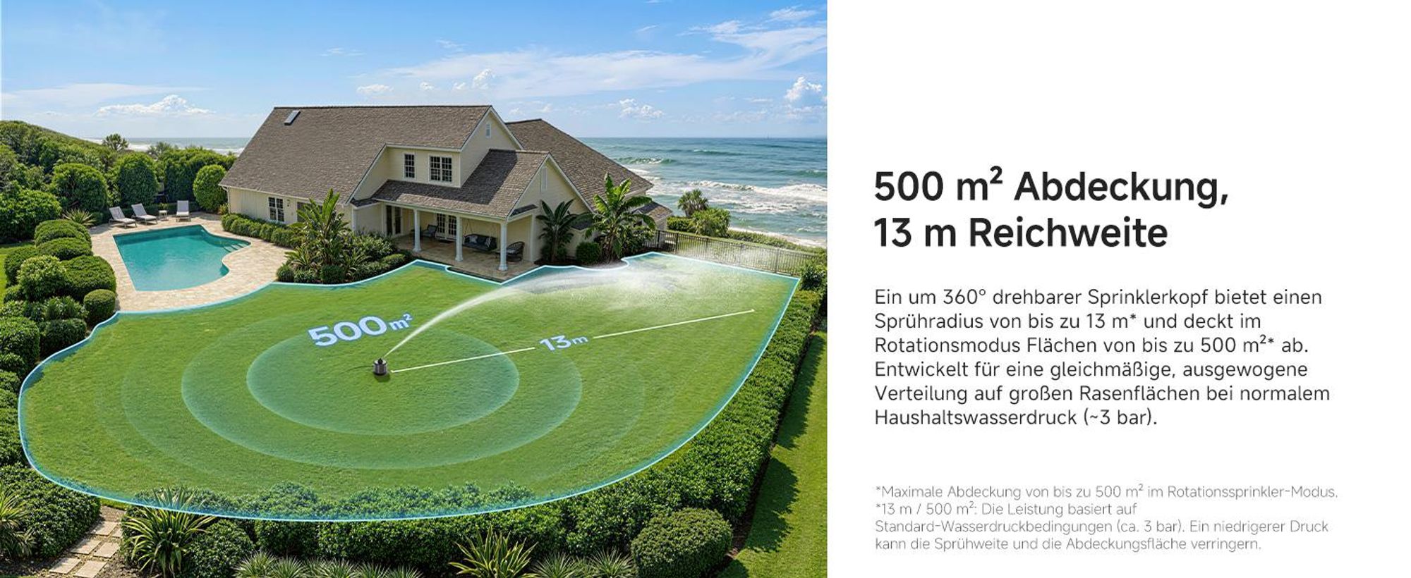 MOVA L10 Intelligenter Rasensprenger mit App & Solar, Automatische Gartenbewässerung WLAN, Regensensor, bis 500m²