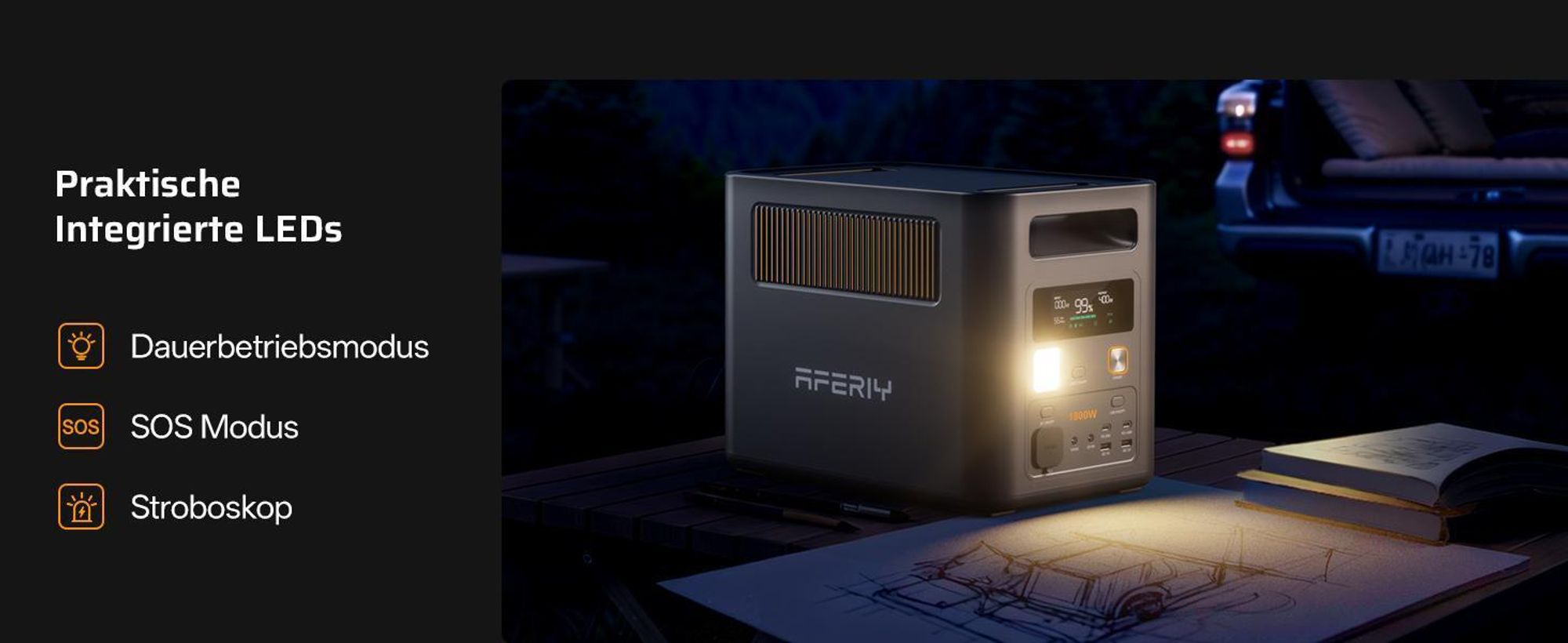 AFERIY Batteria di espansione LiFePO4 da 1024 Wh per P180 Pro, batteria aggiuntiva, compatibile con 1800 W