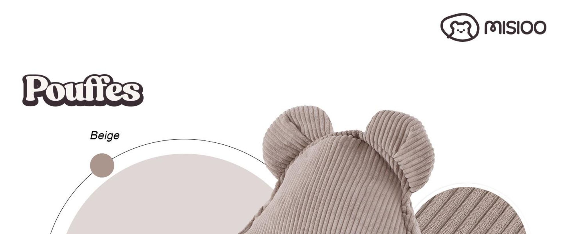 MISIOO Sitzsack Kinder – Big Bag Bean Bag – Waschbar –  – Stabile und Weiche Konstruktion – Cord-Material – 68x45 cm – Beige