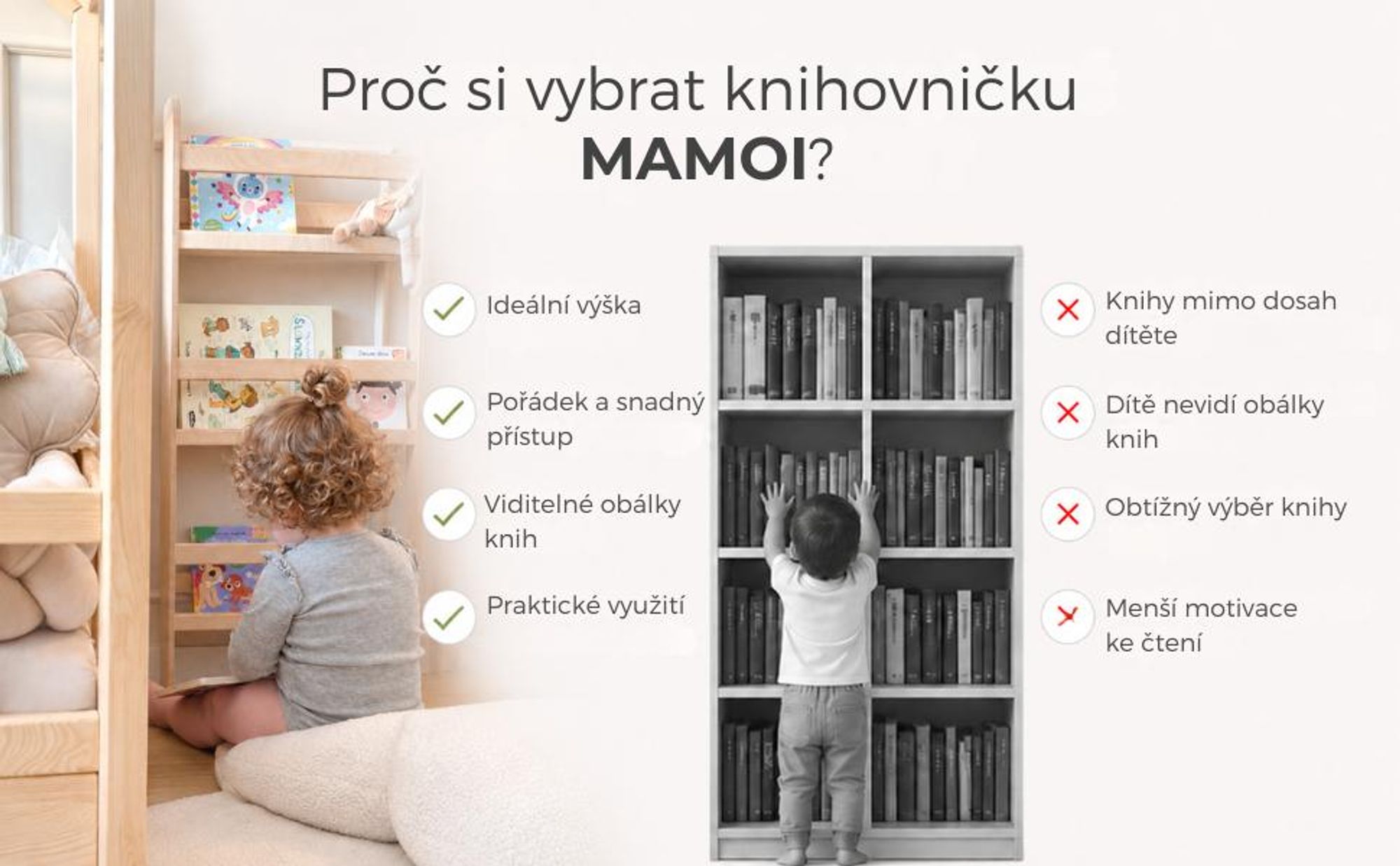 MAMOI® regál na knihy pro děti, regál do dětského pokoje, police na knihy, police na knihy, nástěnná police pro děti, dětská police na knihy