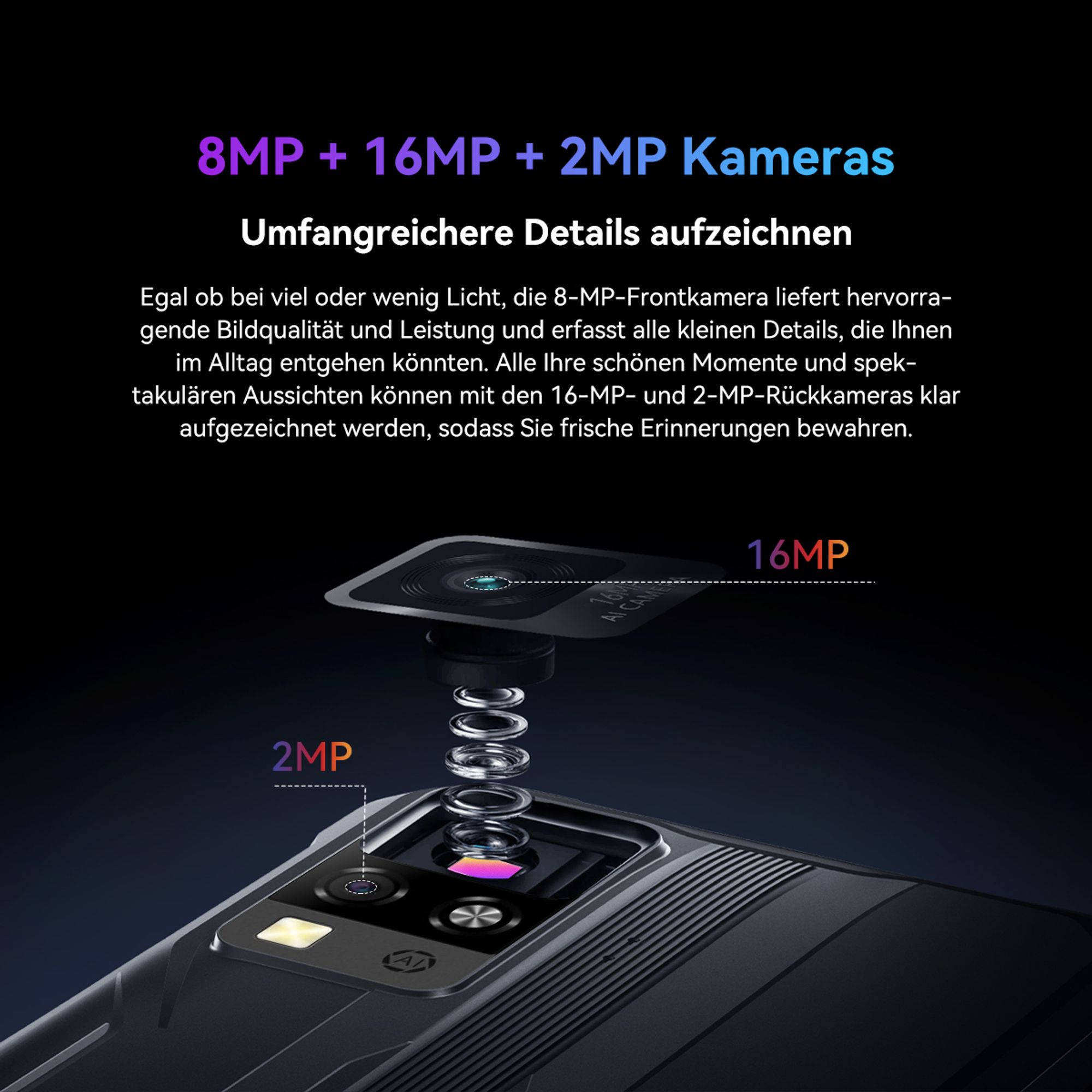 Blackview BV4800 Pro Outdoor Handy Android 14, 12GB+128GB/2TB TF, Corning Gorilla 6.56" HD+, Outdoor Smartphone, IP69K Buastellenhandy 4G Dual SIM,AI