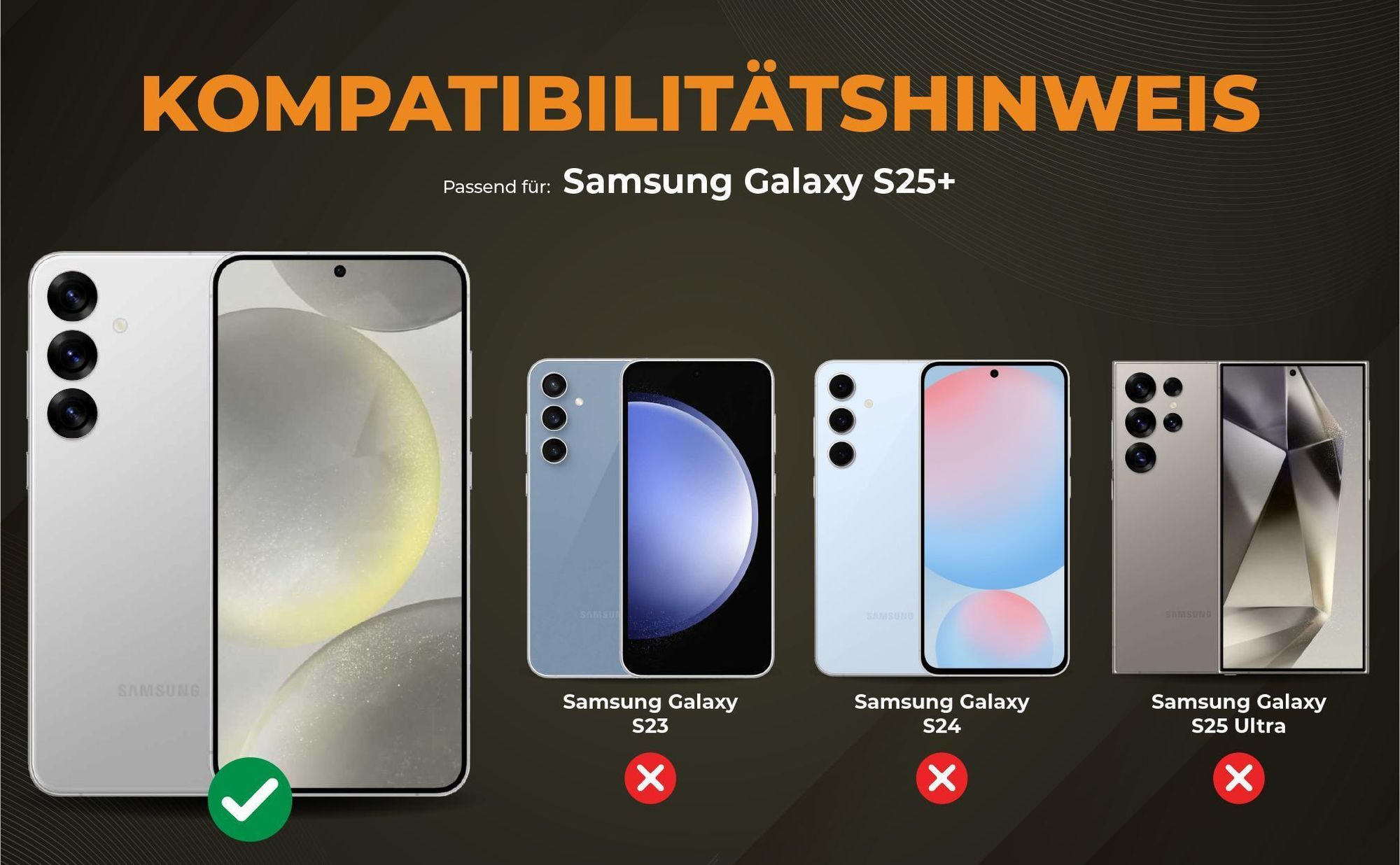 Kompatibilitätshinweise Hülle für Samsung Galaxy S25+