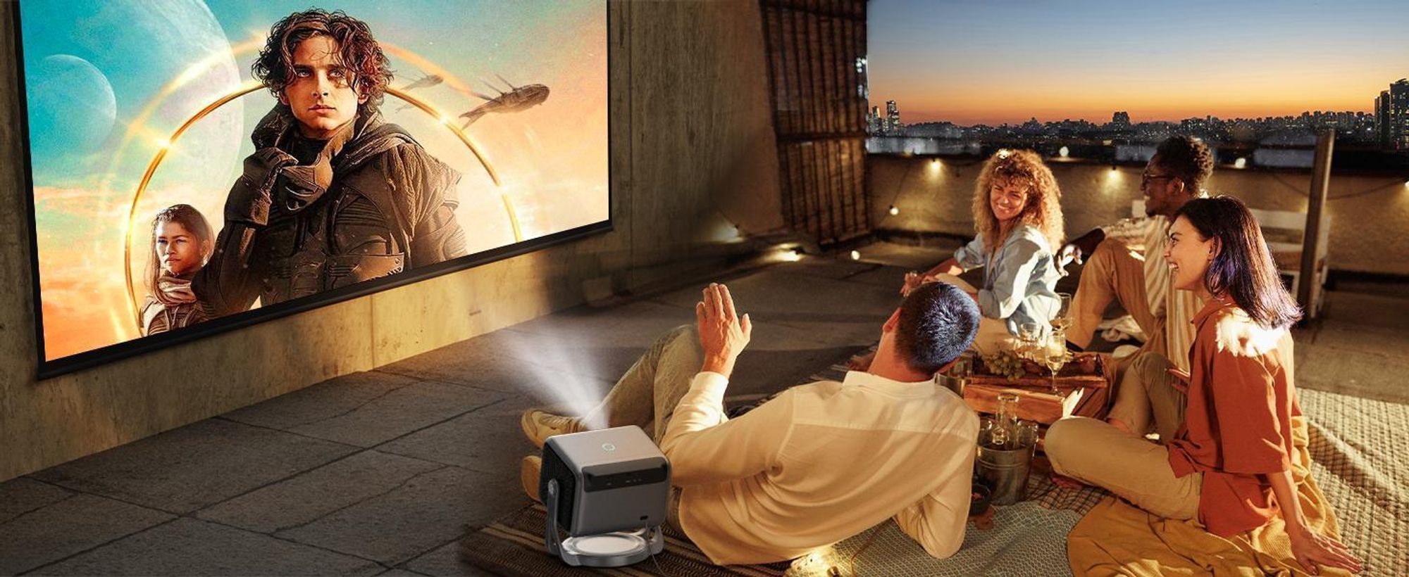 ULTIMEA Nova C40 Beamer avec décodage 4K et Android TV 11.0 Beamer 1000:1, Dolby Audio, 600 ANSI, HDR10&HLG, avec 90° Gimbal stand-free design