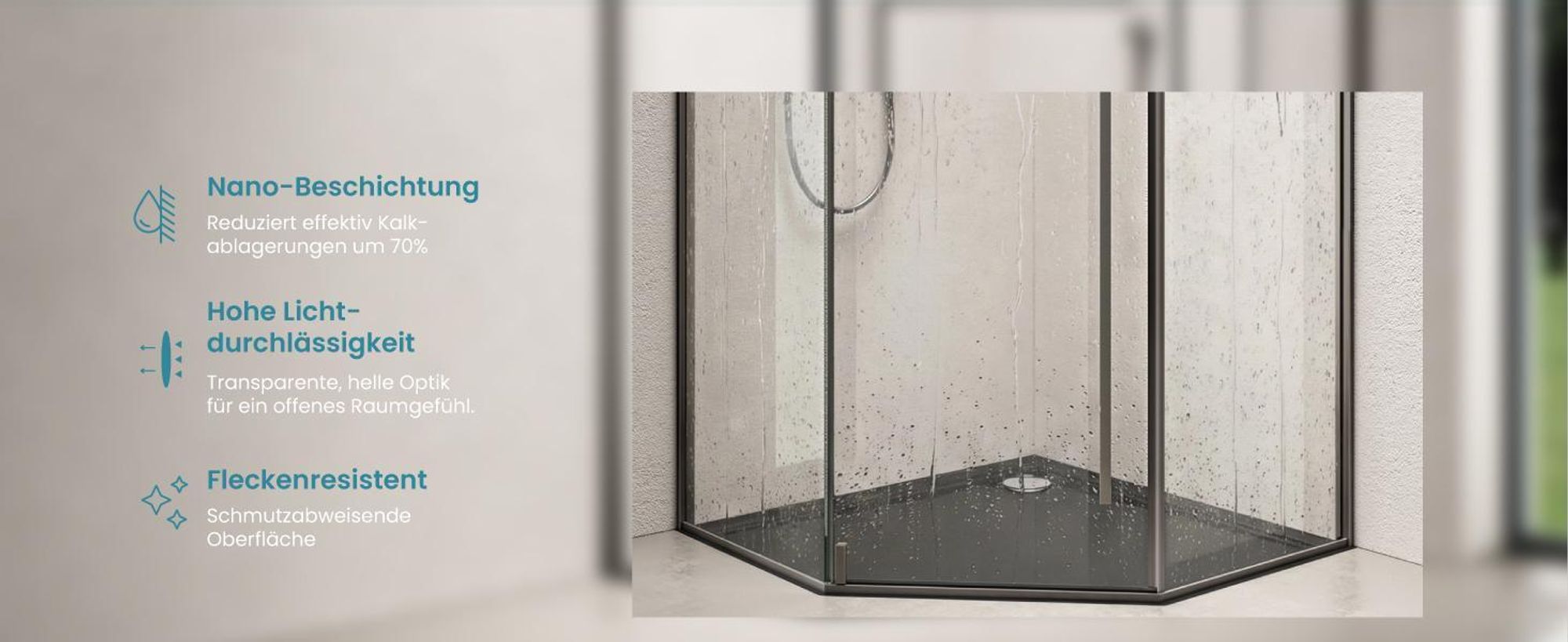 doporro Fünfeckdusche Duschkabine 100x100cm Duschabtrennung 8mm ESG-Sicherheitsglas Klarglas inkl. Nano-Beschichtung Ravenna68K-plus