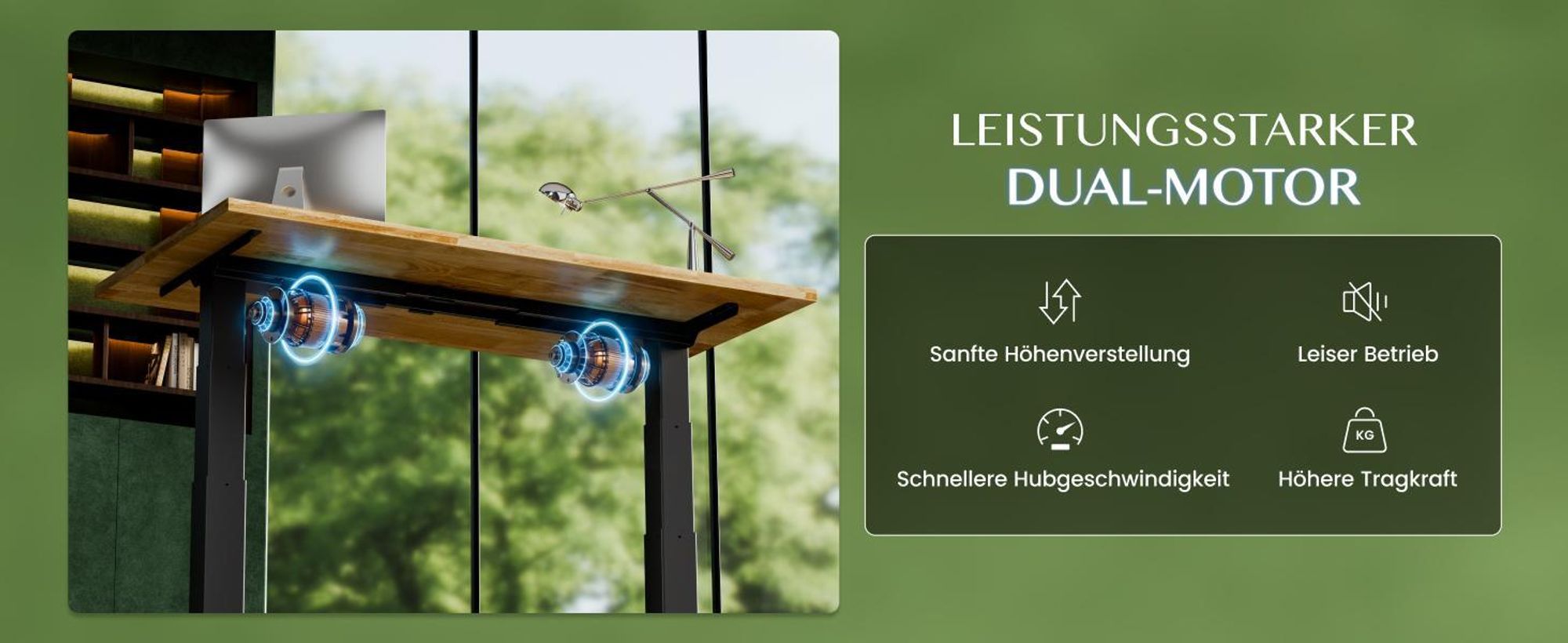 FLEXISPOT ValtreX E200 Höhenverstellbarer Schreibtisch 180x80cm, EICHE MASSIVHOLZ Finger-Joint Tischplatte, 200KG Tragkraft, 2 Motoren, USB-Anschluss