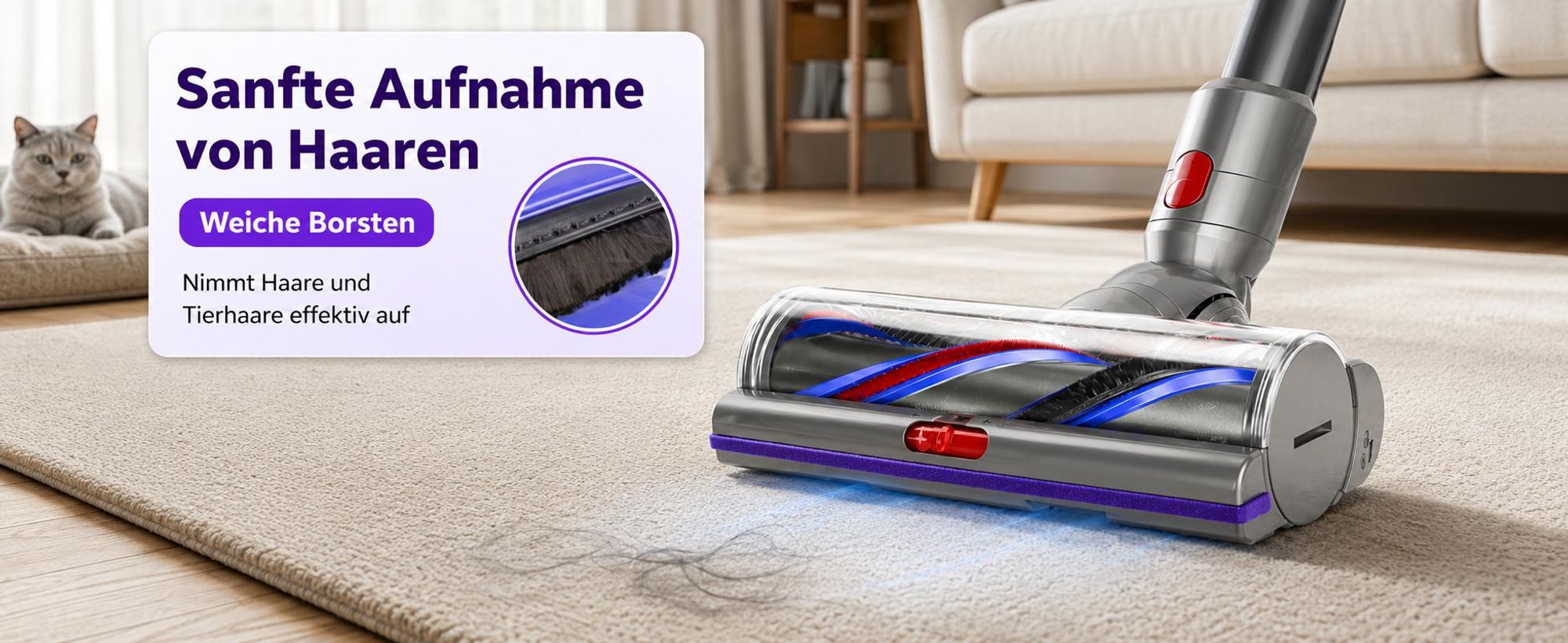 Ersatz-Staubsaugeraufsatz mit hohem Drehmoment für Dyson V11 V15 V10 V8 V7, Upgrade-Staubsaugerkopf für Dyson Staubsaugerteile und Zubehör