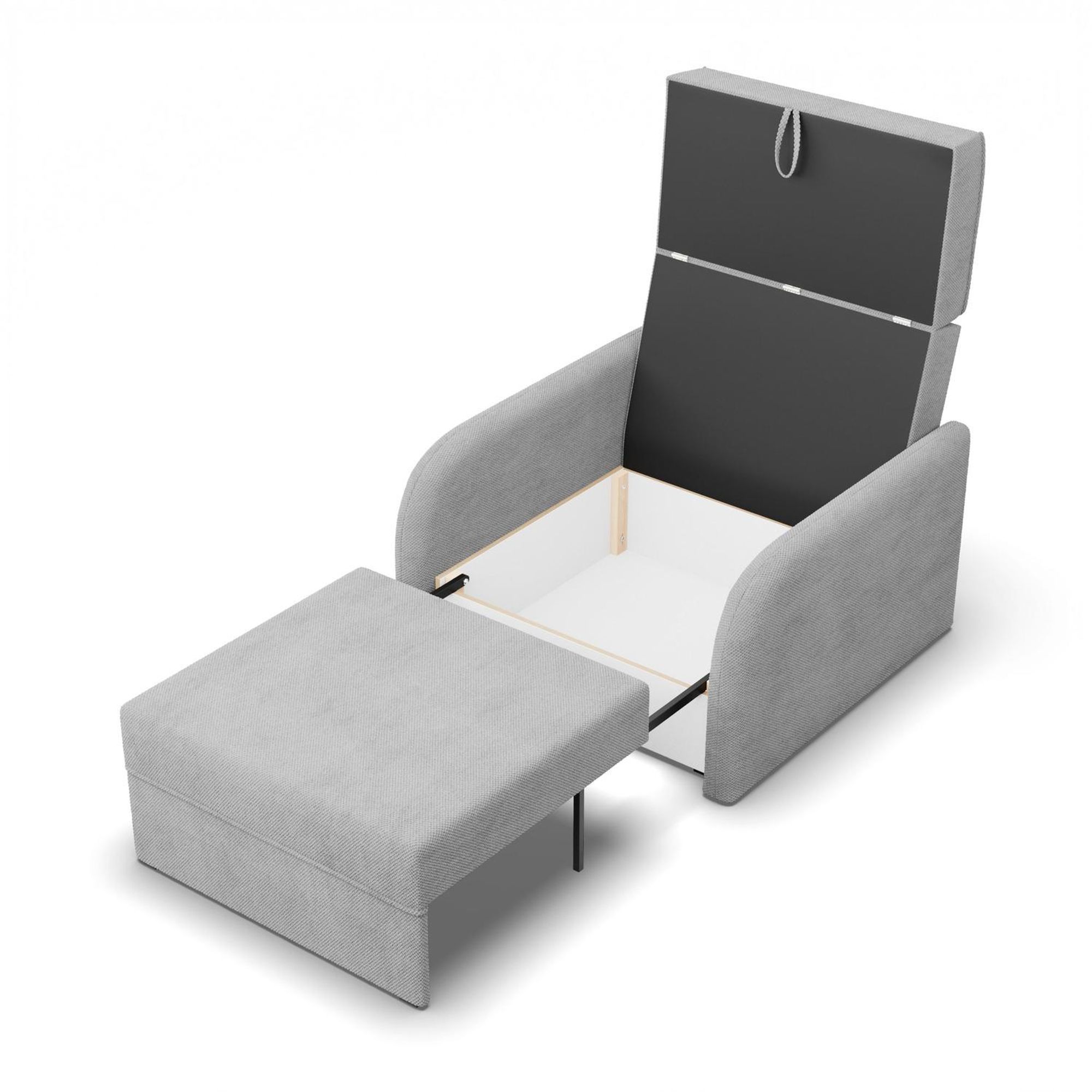 Sessel mit Schlaffunktion, Schlafsessel für Wohnzimmer, SOMO 80cm, Grau
