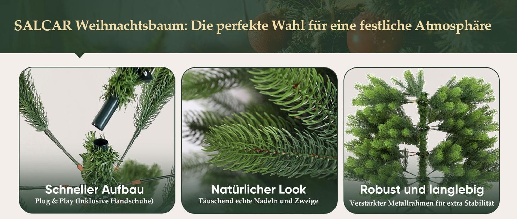 Salcar 210 cm Künstlicher Weihnachtsbaum Künstlich Tannenbaum Christbaum mit 1080 Spitzen aus 100% PE