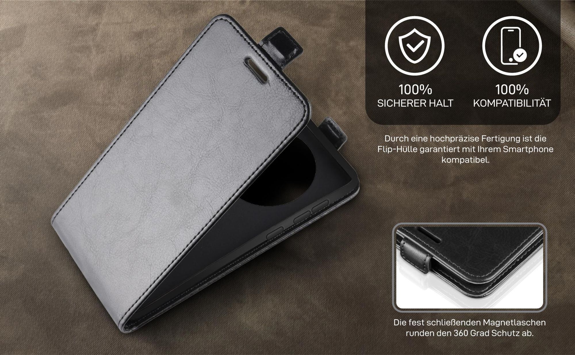 Smartphone Case in Schwarz für Xiaomi Redmi 14C mit Magnetlasche
