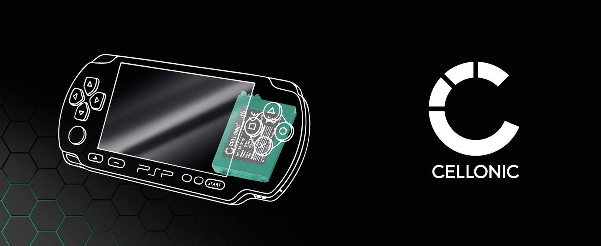 CELLONIC 1x Akku für Spielekonsole Kompatibel mit Sony PSP Slim & Lite 2, PSP Slim & Lite 3, PSP-S110 - (1200mAh, 3.7V)
