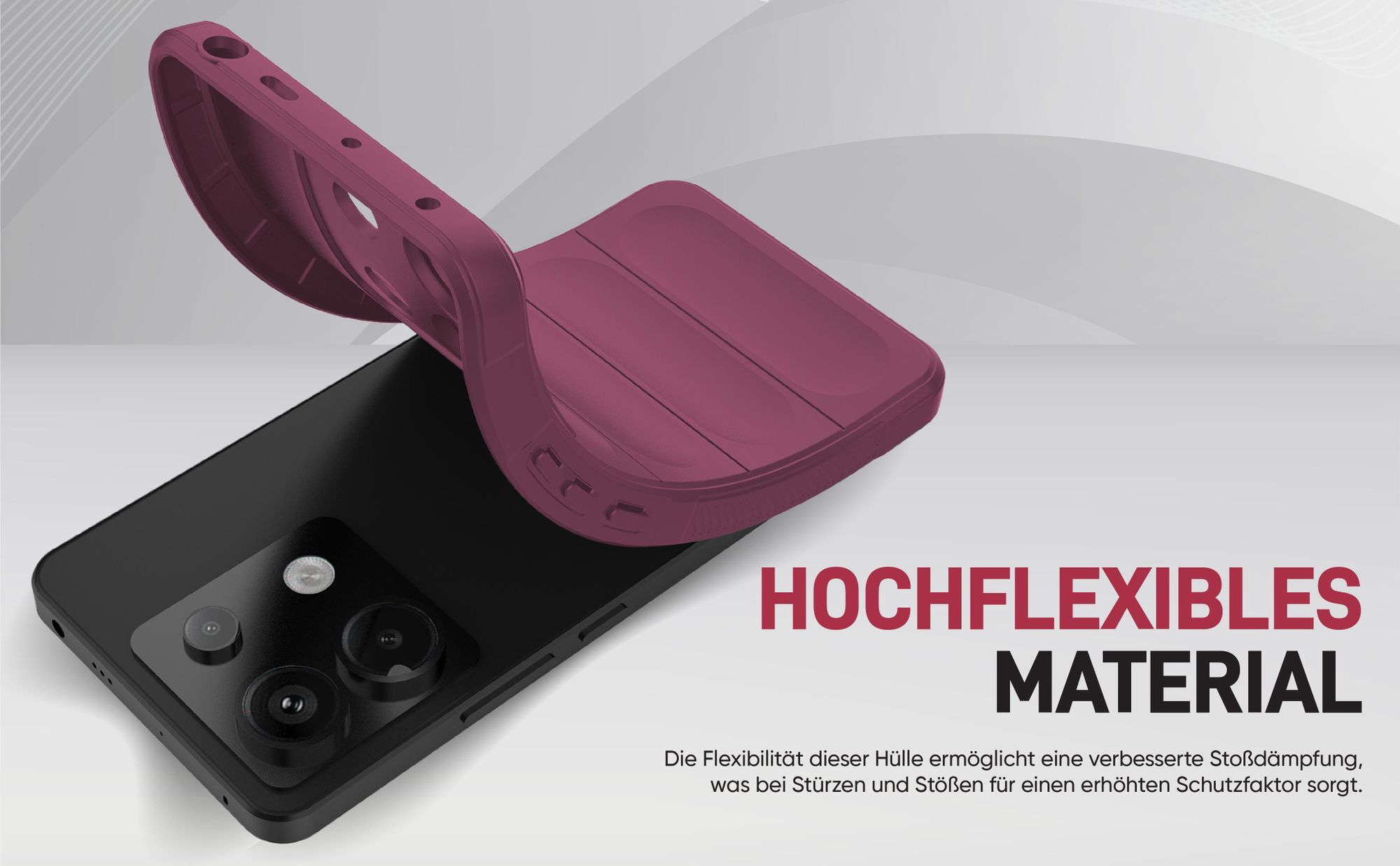 Stoßfestes und flexbiles Handy Case mit Griffzonen in Lila für Xiaomi Redmi Note 13 Pro 5G