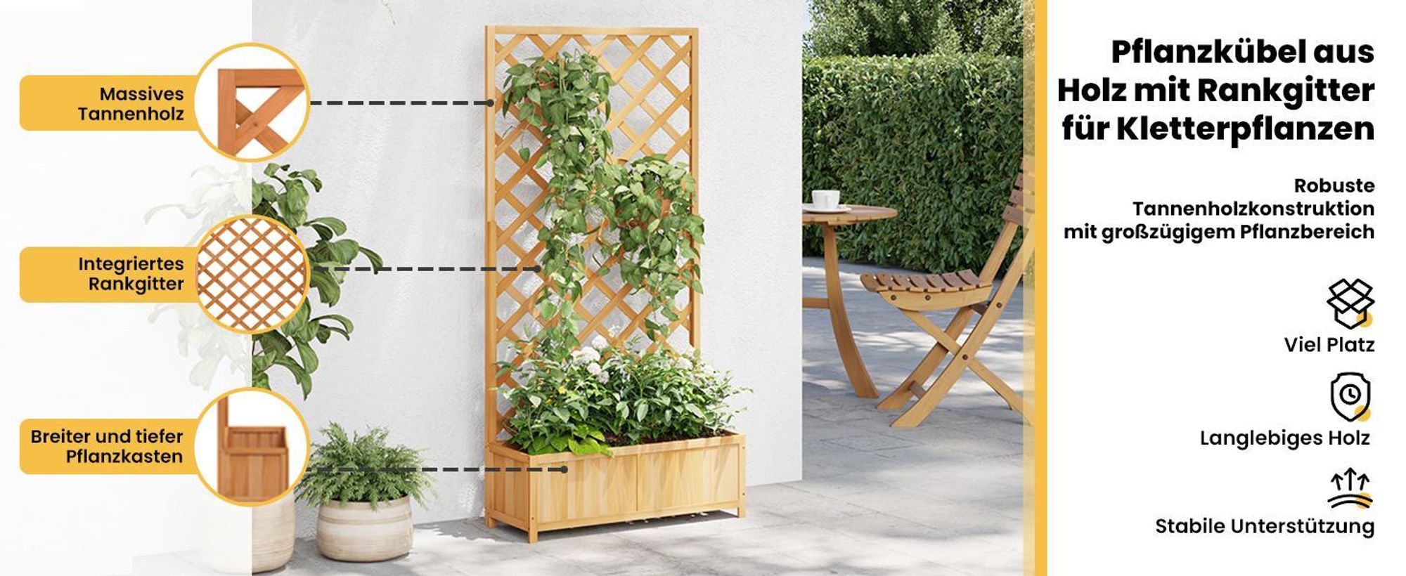 vidaXL Pflanzkübel mit Spalier Braun Massivholz Tanne