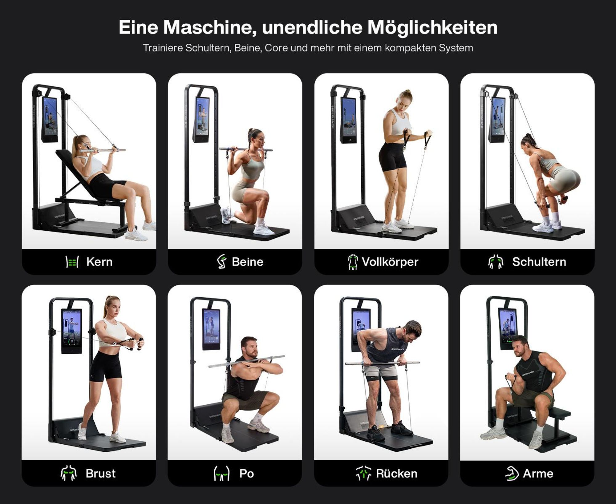 Speediance Home Gym, Smarte KI-gesteuerte Multi-Funktionale Smith-Maschine für Ganzkörper-Krafttraining, All-in-One Fitnessgerät