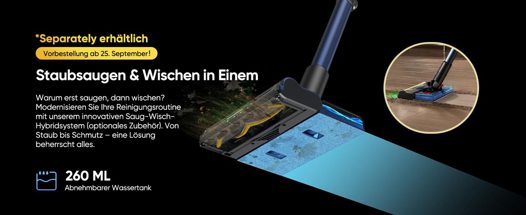 Vactidy V12 Akku Staubsauger/ 55Min/ 60kPa /600W/ 2,2kg/ Anti-Verhedderungs-Bürste, GreenEye Technologie, LED Touchscreen, für Hartböden, Teppiche