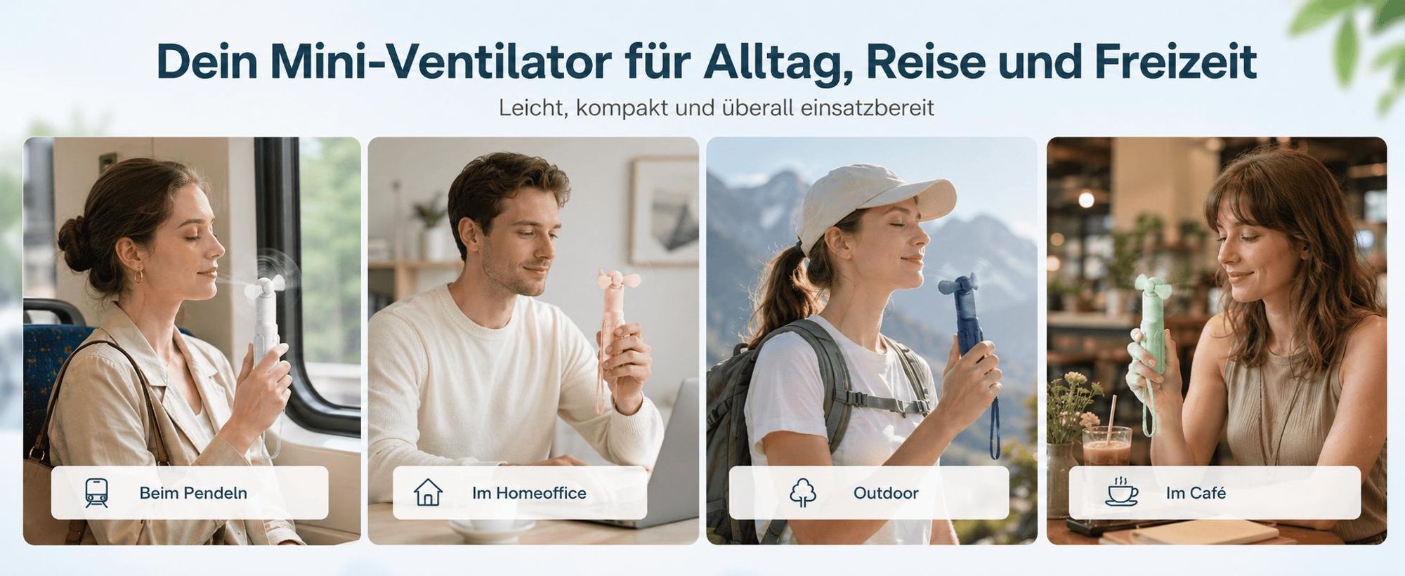 Handventilator USB Mini 3 Windstufen, 10 Stunden Laufzeit, Extrem Starker Wind
