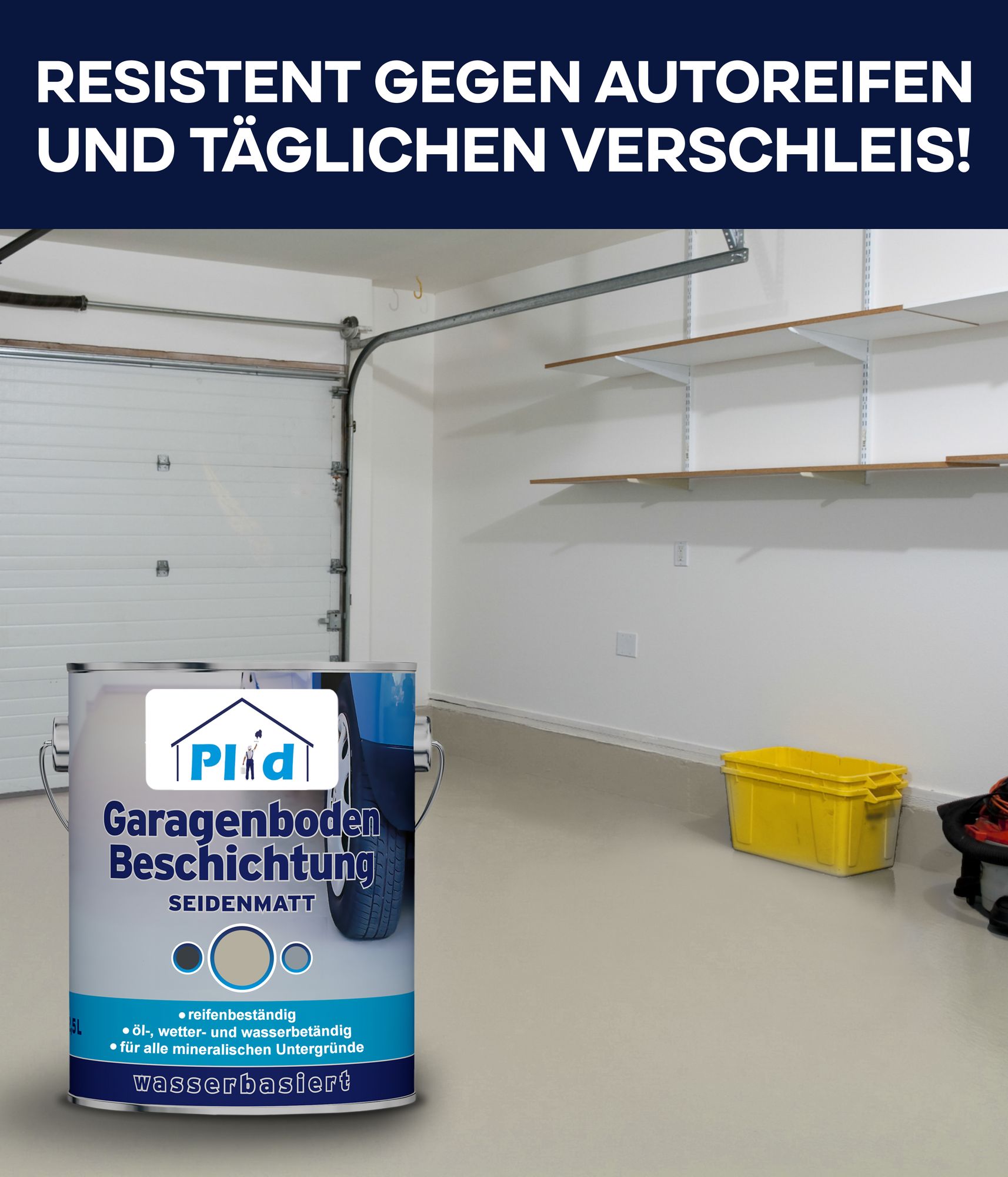Plid Garagenbodenbeschichtung 5L Kieselgrau – für ca. 36m² / Betonbodenfarbe & Versiegelung – Bodenbeschichtung Garage, abriebfest & strapazierfähig