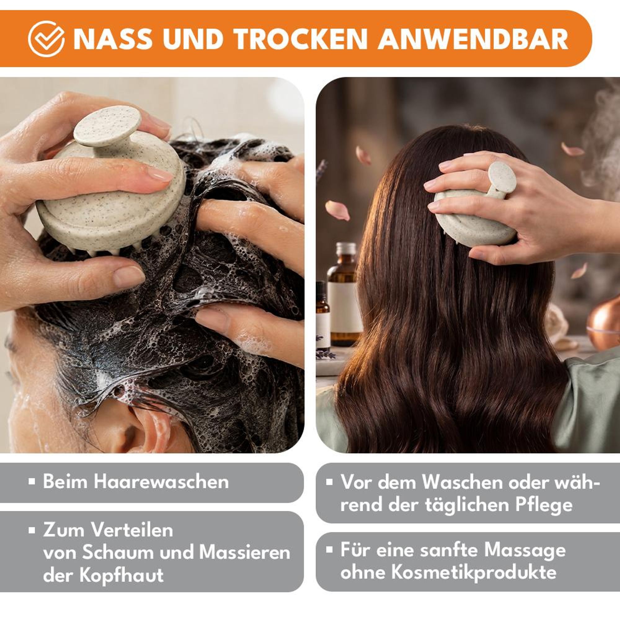 KRUMAD Kopfhaut Massagebürste Silikon, Scalp Massager für Haarwäsche und Peeling, Kopfhautbürste für alle Haartypen, Shampoo Bürste