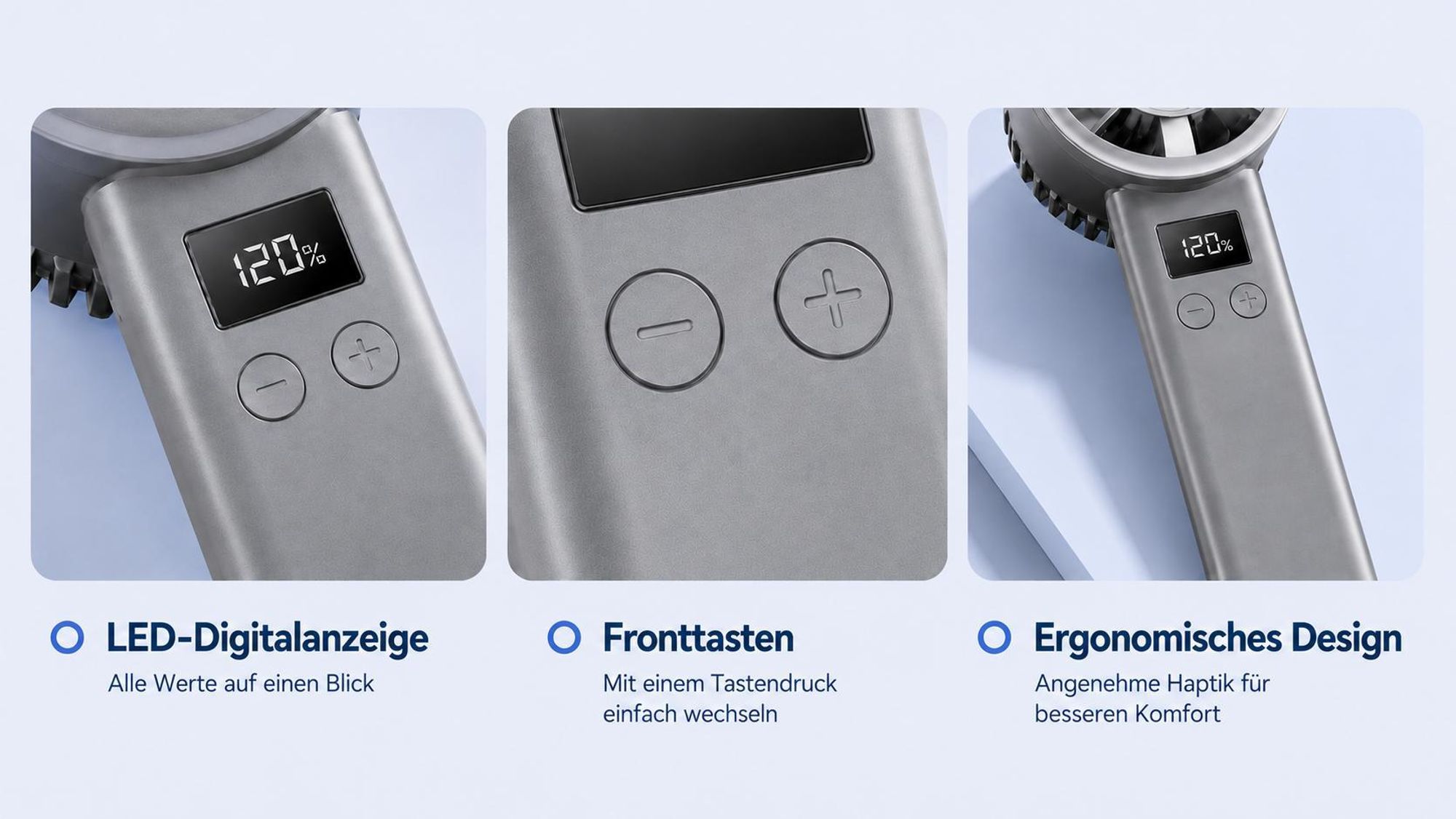 Handventilator, Tragbarer Ventilator, 120 Geschwindigkeiten & stufenlose Regelung, Klein ventilator  LED, USB ventilatoren, leise, Überall einsetzbar