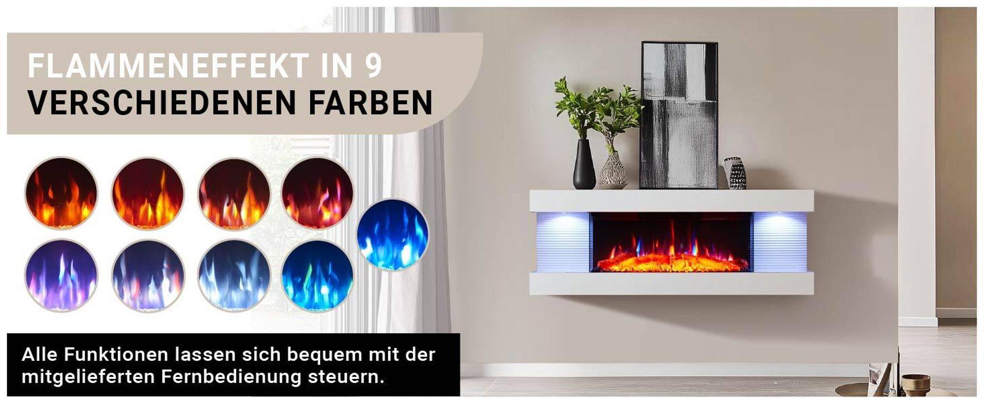 Elektrokamin BALDERIA Lumina - Wandkamin - Weiss