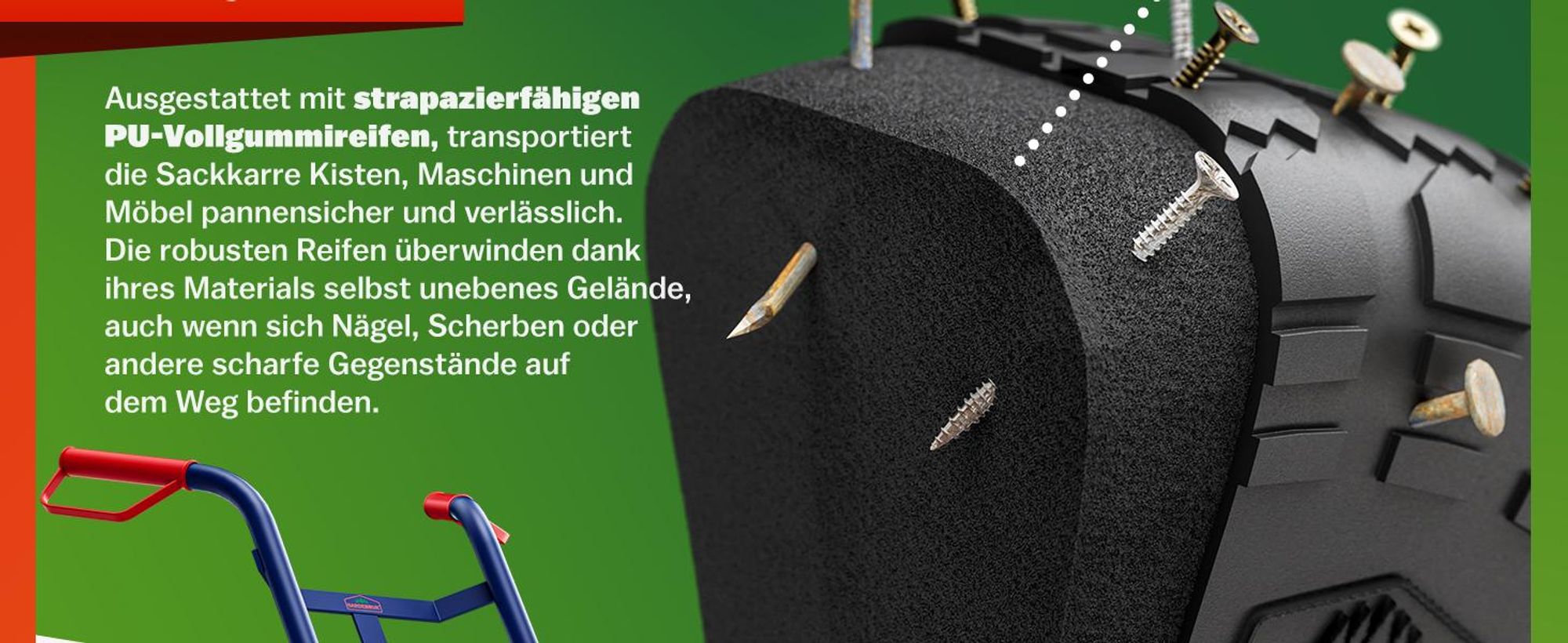 GARDEBRUK Sackkarre Klappbar 200kg Vollgummireifen Transportkarre