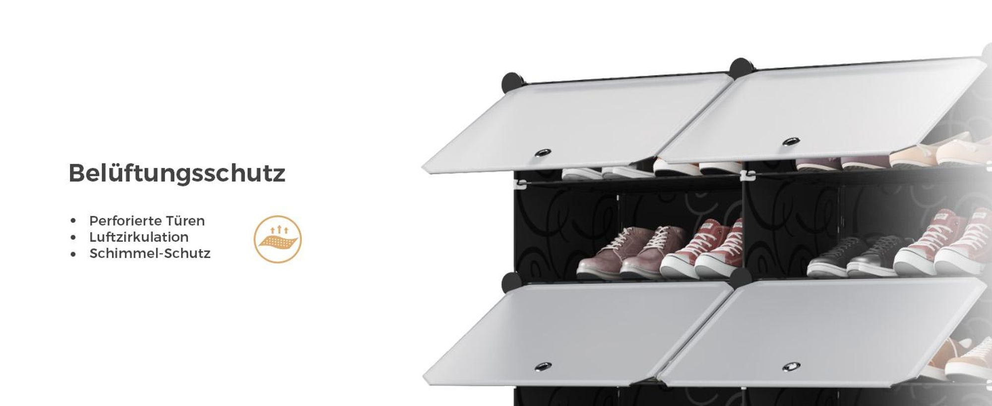 Schuhregal Schuhschrank mit Tür, Staub- und Wasserabweisend, für 20-40 Paar Schuhe Schwarz