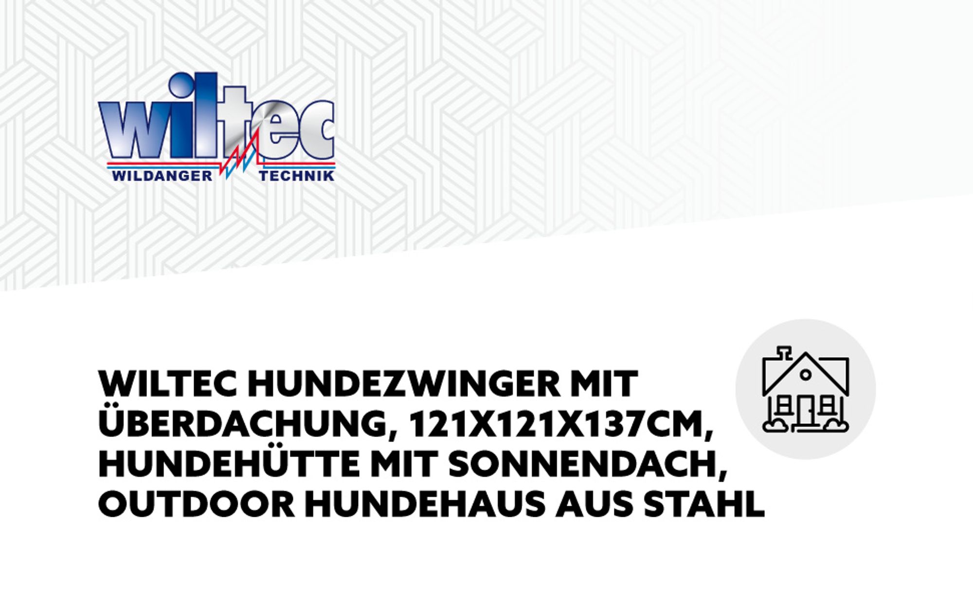 Wiltec Hundezwinger mit Überdachung 121 x 121 x 137 cm, Hundehütte mit Sonnendach, robustes Outdoor Hundehaus mit Stäben aus Stahl