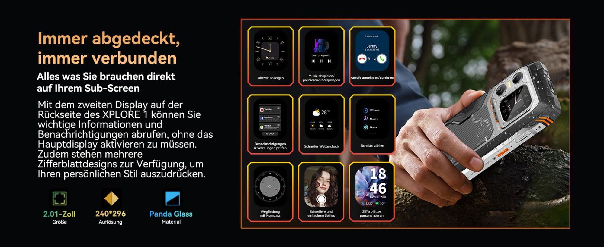 XPLORE 1 Dual-Screen Rugged Smartphone, 5G, 1080*2460, 120Hz, 64MP+50MP+20MP Nachtsicht, 55W, 5W OTG