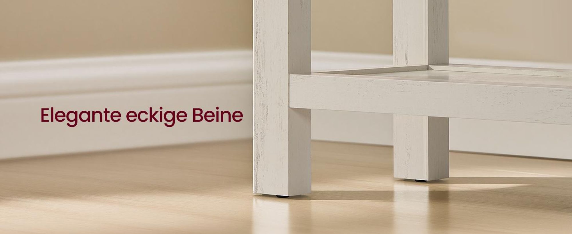 VASAGLE Konsolentisch, Beistelltisch, mit Ablage, schmaler Konsolentisch, mit 2 Schubladen, für Wohnzimmer, Landhausstil, Weiß-Braun
