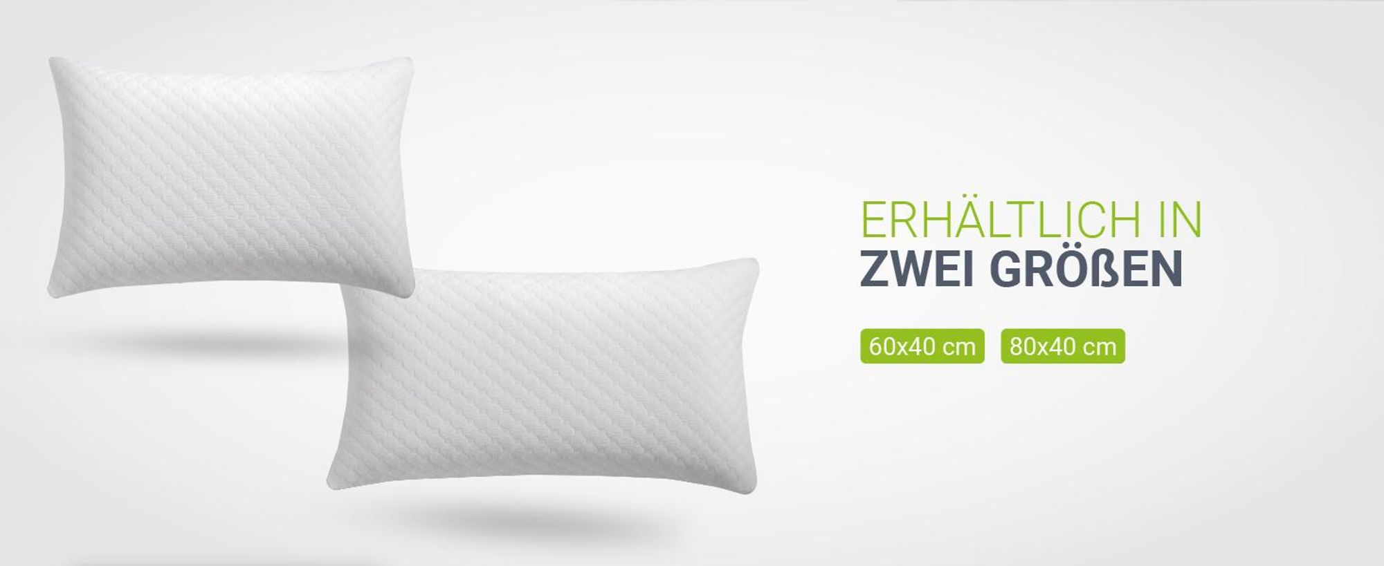 Juskys Kissen 40x80 cm für Bett - 2er Set Kopfkissen mit Memory-Foam Füllung - Weiß