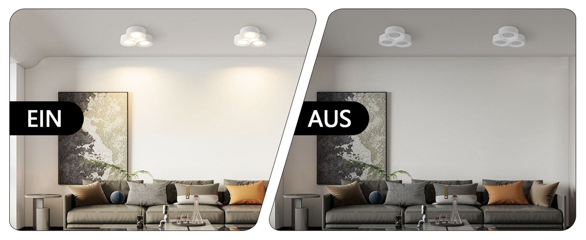 ZMH Deckenleuchte Aufputz Aufbauspot weiß Aufbaustrahler rund Deckenlampe Flur Modern Deckenspots 3 flammig GX53 Max.10W Deckenstrahler Aufbauleuchte für Küche Esszimmer Ohne Leuchtmittel