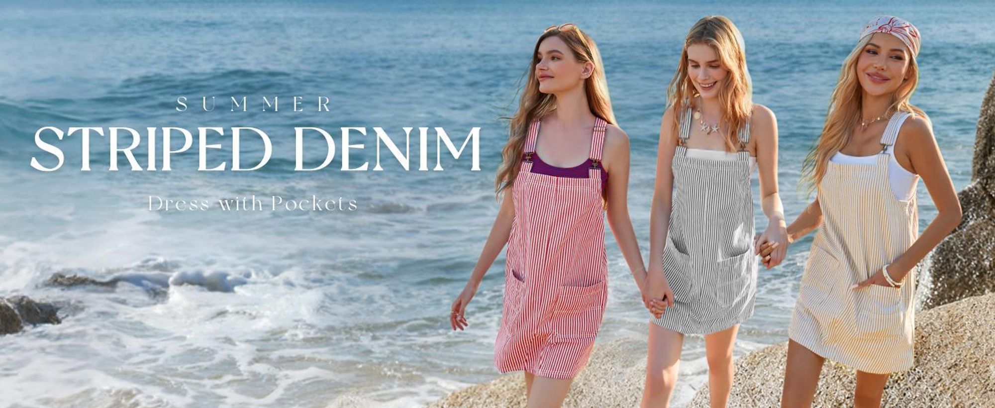Lässiges, gestreiftes Minikleid für Damen mit verstellbaren Schulterträgern.