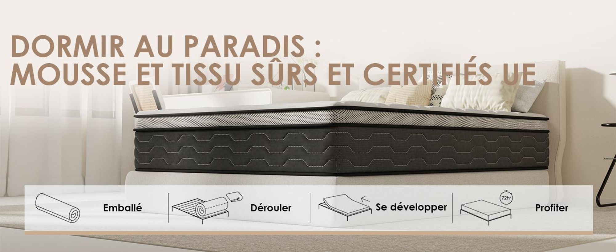 DEWINNER Matelas 120x190 cm Ressorts Ensaches, épaisseur de 30CM - Matelas à Ressorts ensachés et à mémoire de Forme，Ergonomique,Respirant