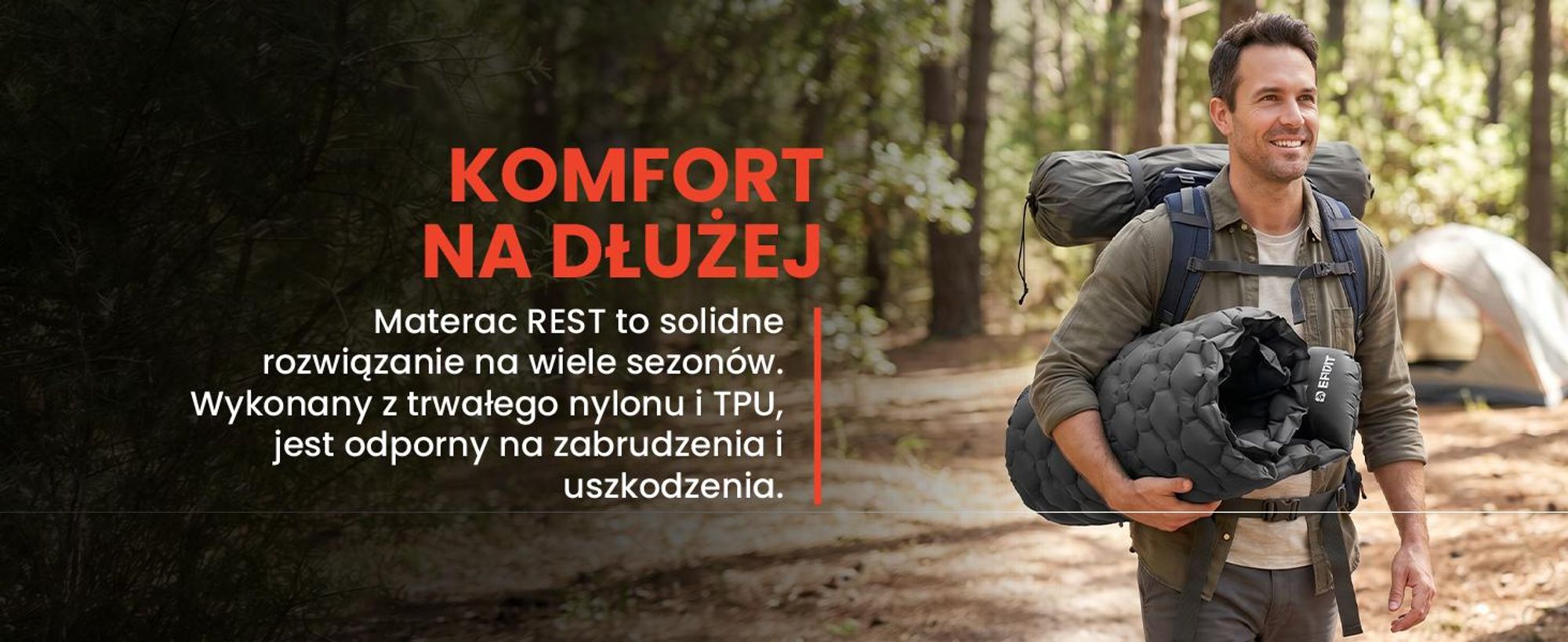 Szary materac turystyczny samopompujący się bardzo lekki