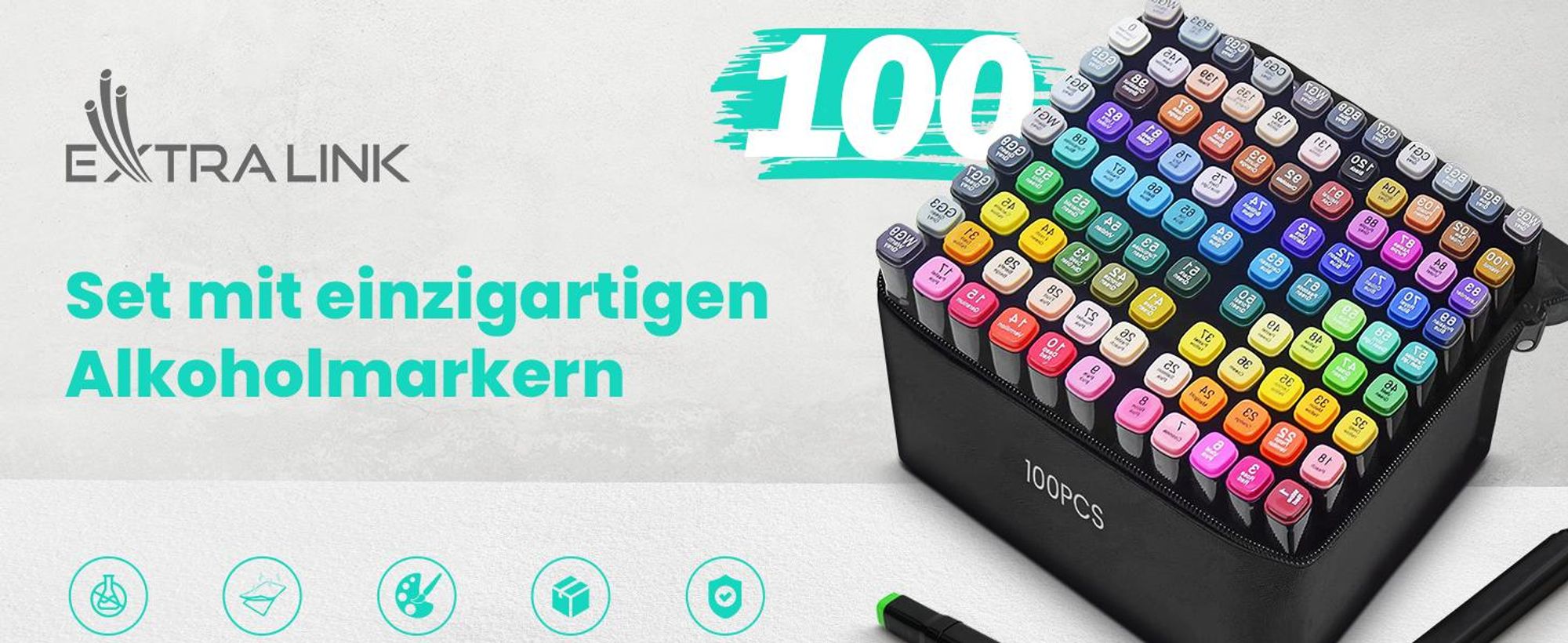 Extralink Alkoholmarker Set 100 Filzstifte Doppelseitig