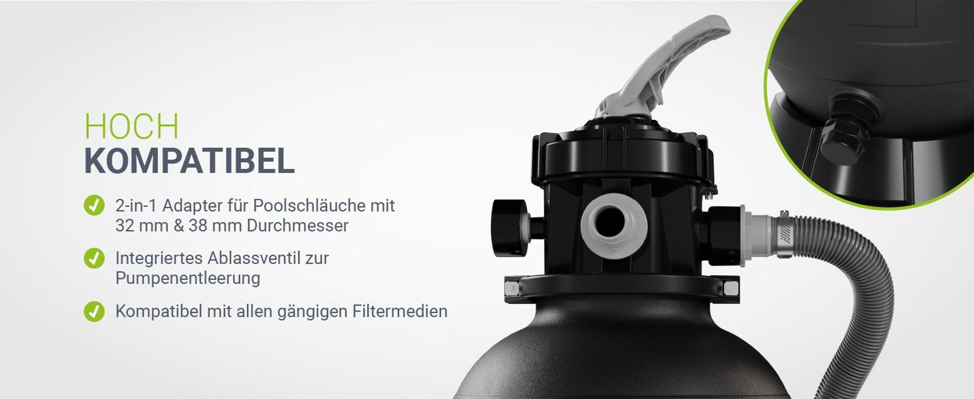 Juskys® Sandfilteranlage 250W - leistungsstarke Poolfilteranlage mit Zubehör
