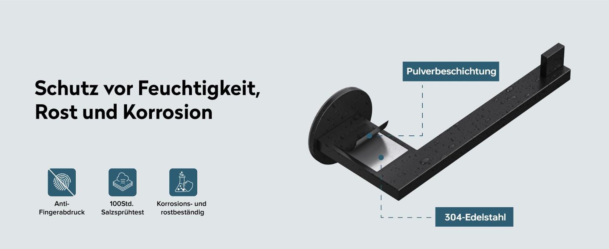 doporro Toilettenpapierhalter selbstklebend, Klopapierhalter aus Edelstahl ohne Bohren, Klorollenhalter für Badezimmer, Matt schwarz/Nickel gebürstet Lino-03