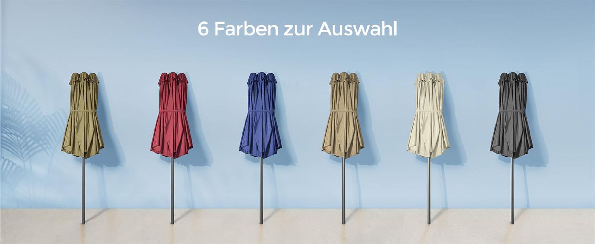 SONGMICS Sonnenschirm 460 x 270 cm UPF 50+ mit Kurbel ohne Ständer