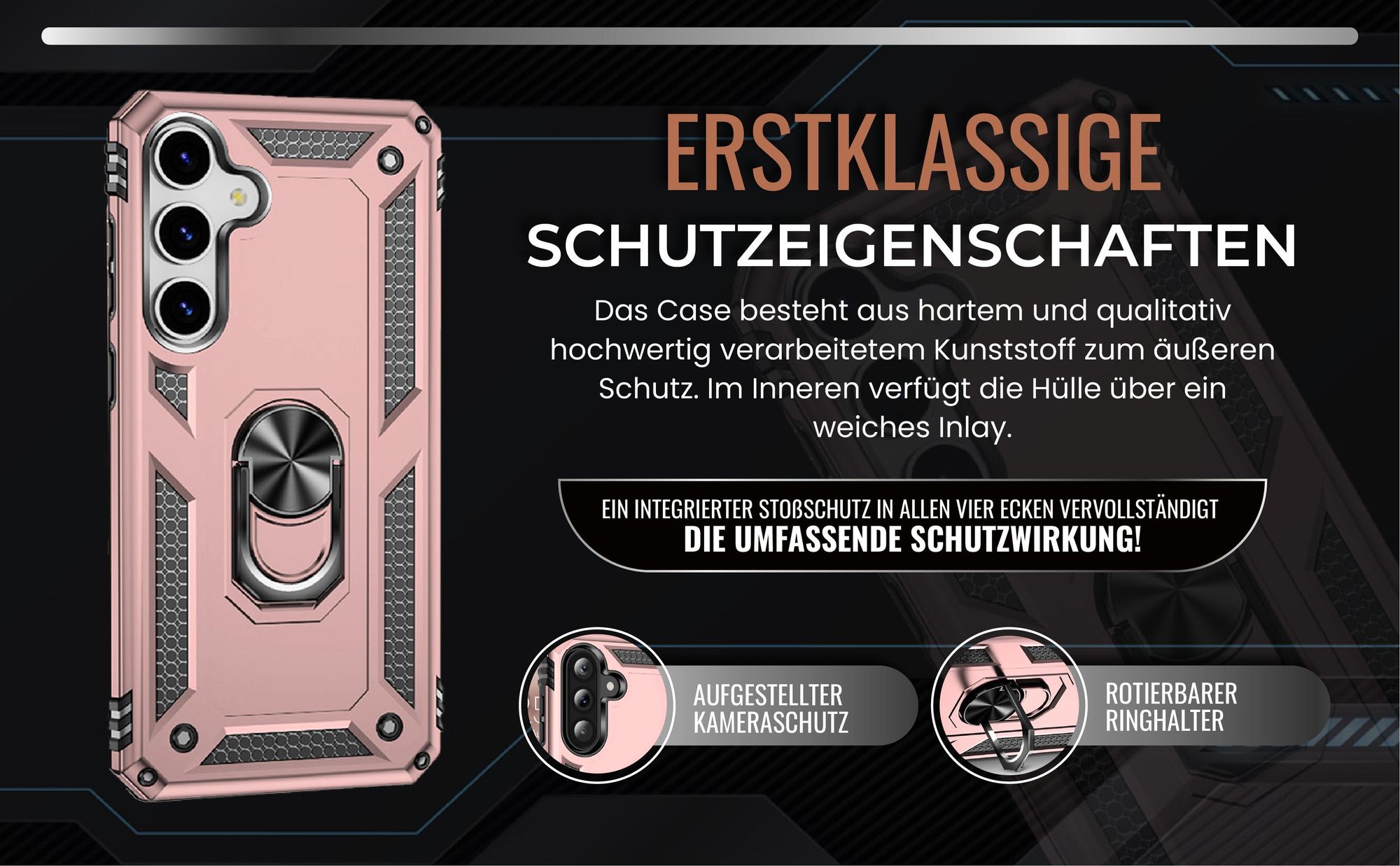 Handycase in Rosegold für Samsung Galaxy S25 mit Kameraschutz