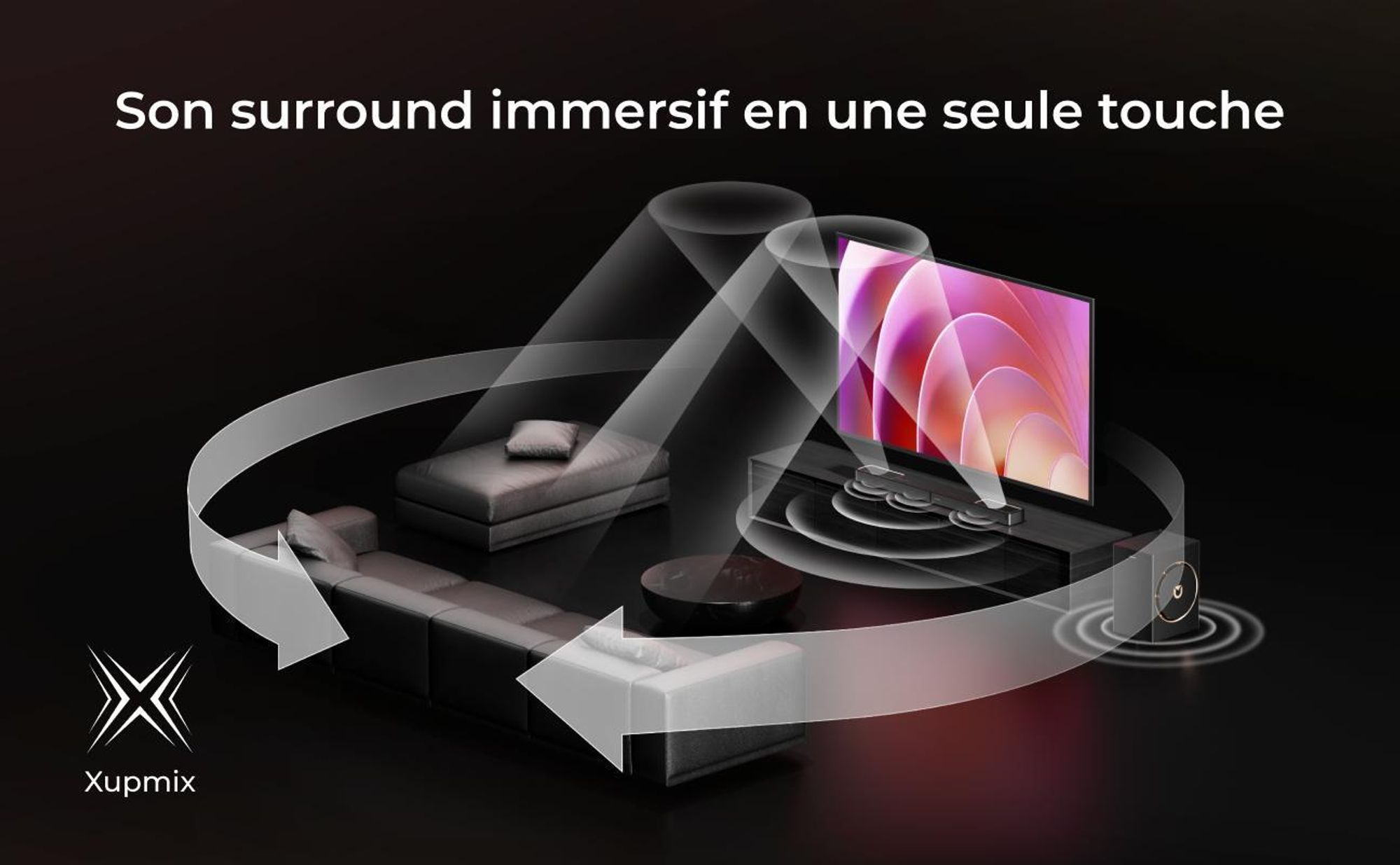 ULTIMEA Barre de son 3.1.2 canaux avec Dolby Atmos, système surround pour téléviseur avec subwoofer 6,5 pouces, Bluetooth 5.4, HDMI eARC, 360W