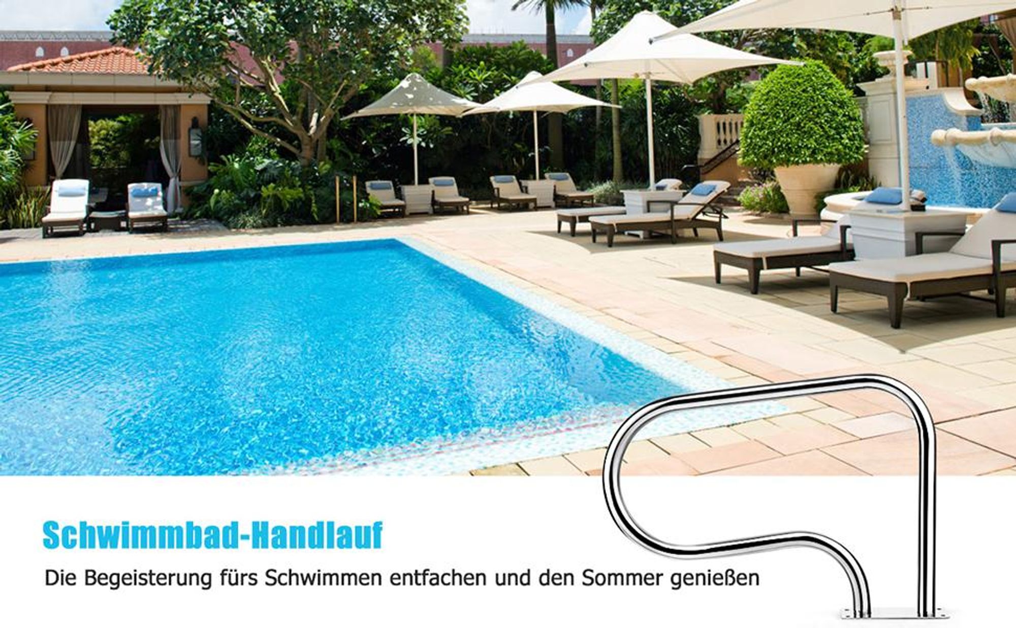 COSTWAY Edelstahl Poolleiter, Schwimmbad Leiter Handlauf Einstiegsleiter, Schwimmbadleiter, Einbauleiter Silber