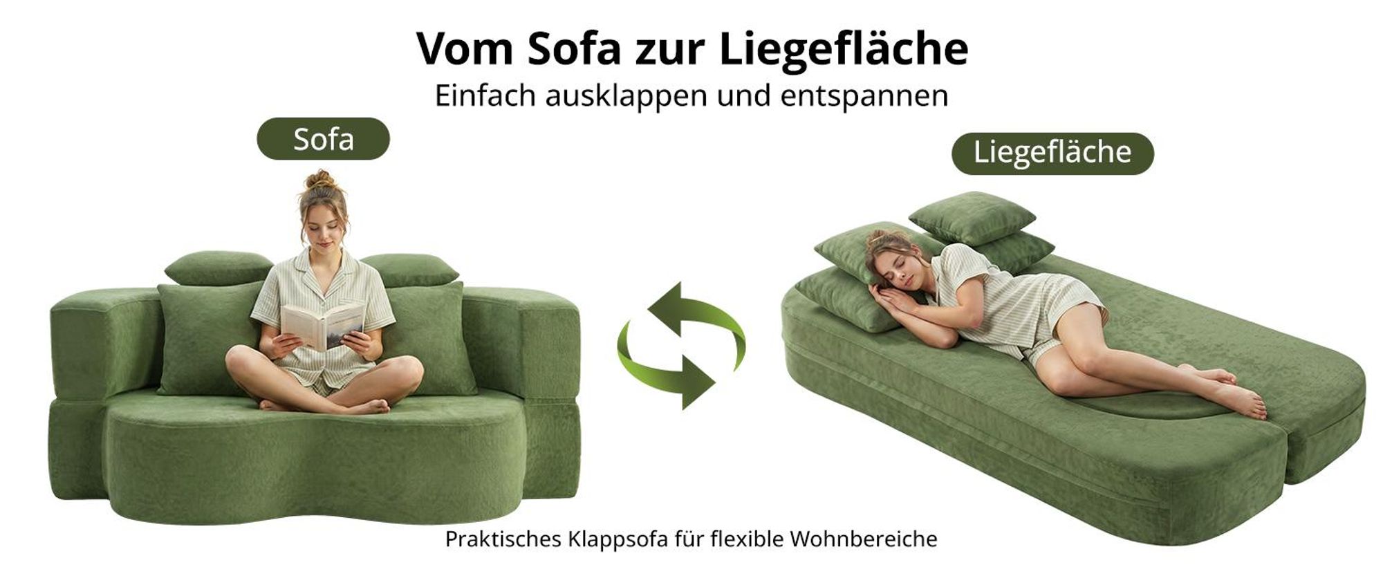Sofa 3-Sitzer mit Schlaffunktion, 196 cm Komfortables Schlafsofa aus Teddyfleece, bis 450kg belastbar, Bettcouch, Couch Gästebett, platzsparend